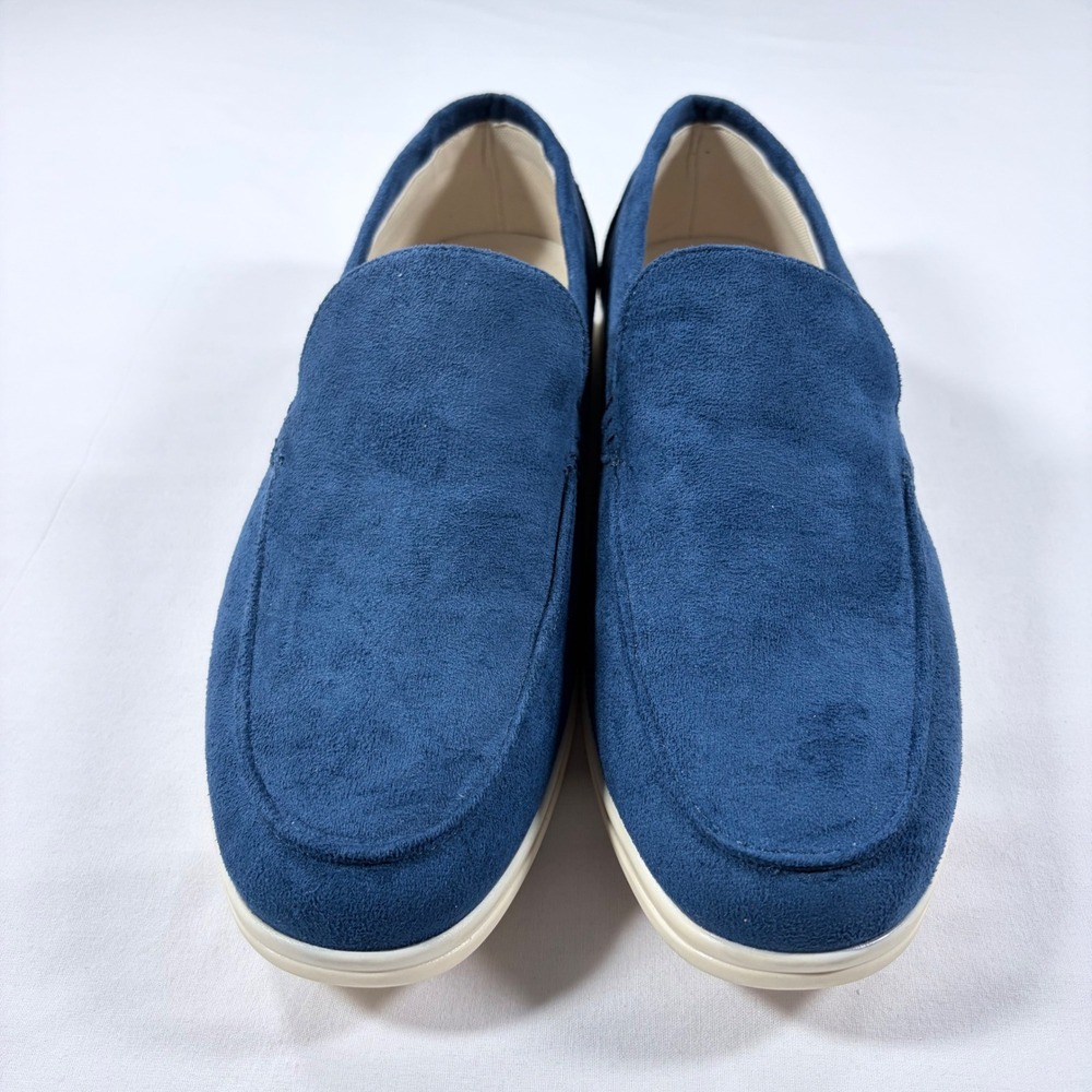 Old Money Mens Blue Faux Suede Slip On Loafers Size 45 US 12 Casual Flats